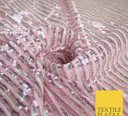 3 COLOURS - Sequin Stripe Pearl Shiny Stretch Mesh Net Tulle Dress Fabric 48"