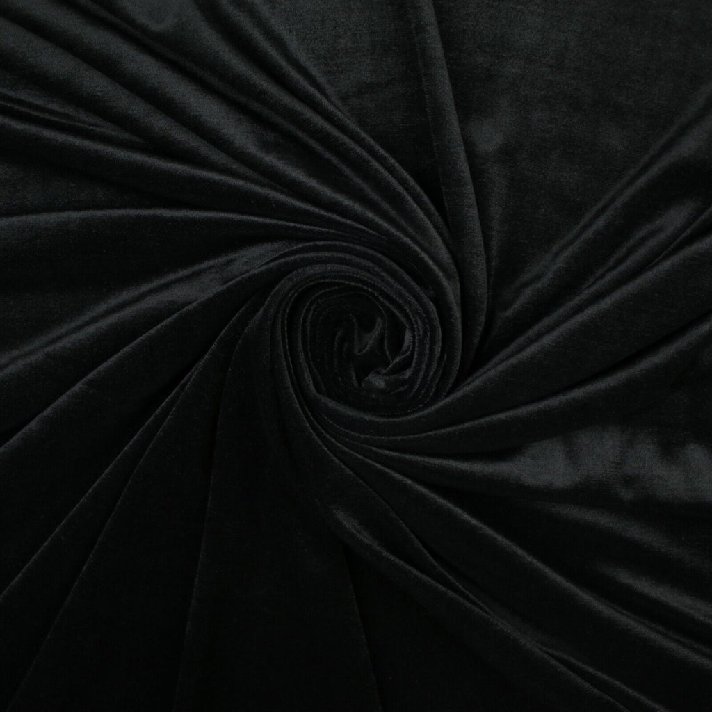 BLACK Soft Velvet Velour Fabric Stretch Material 64" WIDE 9767