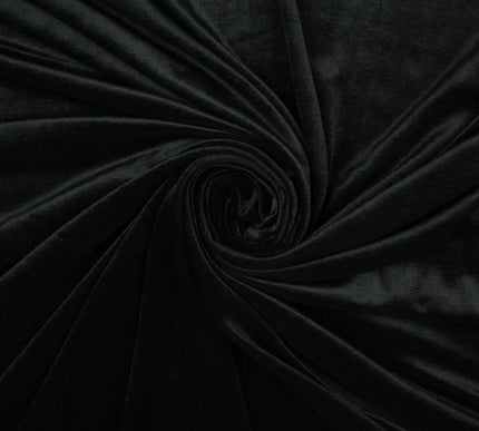 BLACK Soft Velvet Velour Fabric Stretch Material 64" WIDE 9767