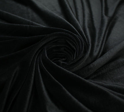 BLACK Soft Velvet Velour Fabric Stretch Material 64" WIDE 9767