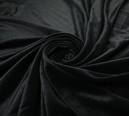 BLACK Soft Velvet Velour Fabric Stretch Material 64" WIDE 9767