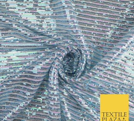 3 COLOURS - Sequin Stripe Pearl Shiny Stretch Mesh Net Tulle Dress Fabric 48"