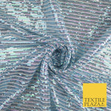 3 COLOURS - Sequin Stripe Pearl Shiny Stretch Mesh Net Tulle Dress Fabric 48"
