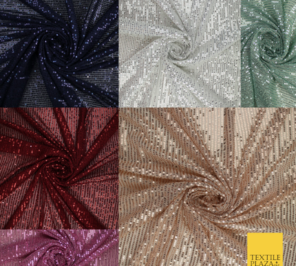 6 COLOURS - Sequin Stripe Sparkly Shiny Stretch Mesh Net Tulle Dress Fabric 48"