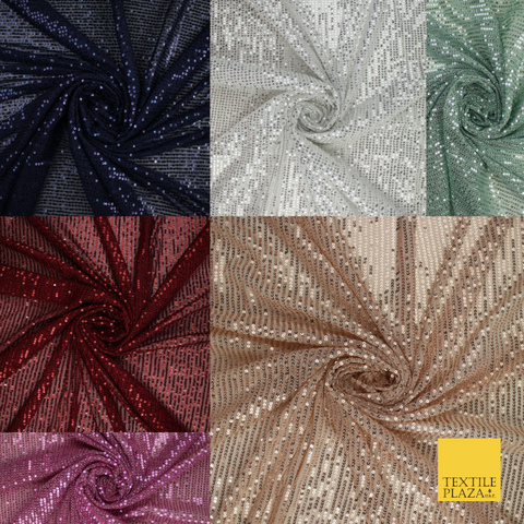 6 COLOURS - Sequin Stripe Sparkly Shiny Stretch Mesh Net Tulle Dress Fabric 48"
