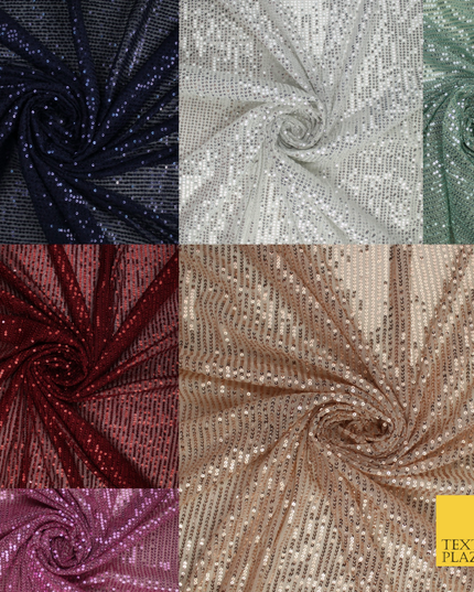 6 COLOURS - Sequin Stripe Sparkly Shiny Stretch Mesh Net Tulle Dress Fabric 48"