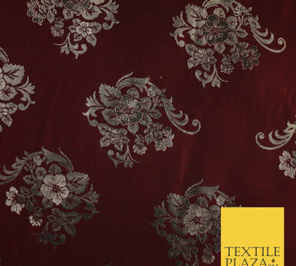 3 COLOURS - Antique Gold Floral Textured Metallic Fancy Brocade Jacquard Fabric