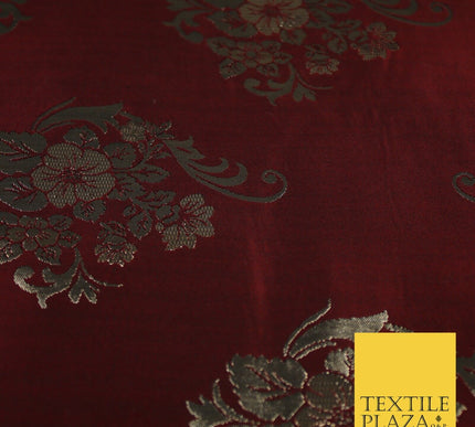 3 COLOURS - Antique Gold Floral Textured Metallic Fancy Brocade Jacquard Fabric