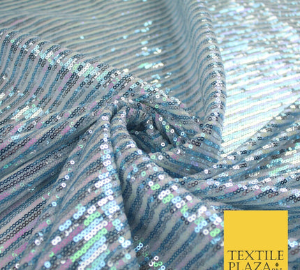 3 COLOURS - Sequin Stripe Pearl Shiny Stretch Mesh Net Tulle Dress Fabric 48"