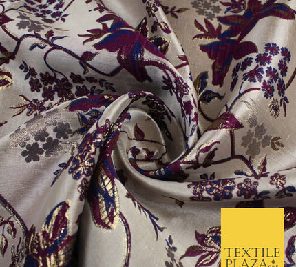 Luxury Gold Floral Ornate Vine Textured Brocade Dress Fabric Metallic 59" Wide