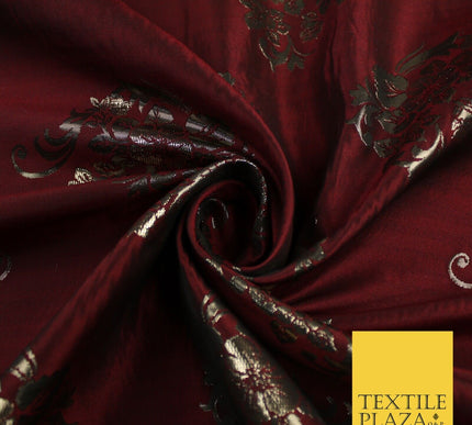 3 COLOURS - Antique Gold Floral Textured Metallic Fancy Brocade Jacquard Fabric