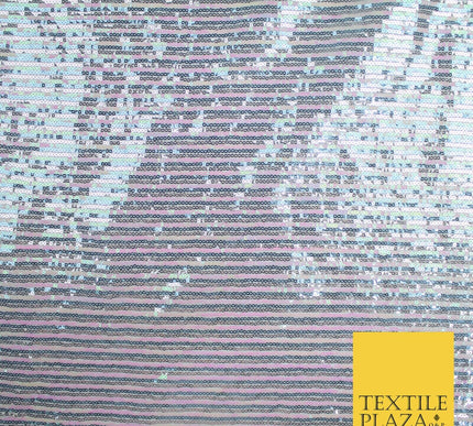 3 COLOURS - Sequin Stripe Pearl Shiny Stretch Mesh Net Tulle Dress Fabric 48"