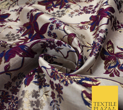 Luxury Gold Floral Ornate Vine Textured Brocade Dress Fabric Metallic 59" Wide