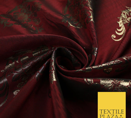 3 COLOURS - Antique Gold Floral Textured Metallic Fancy Brocade Jacquard Fabric