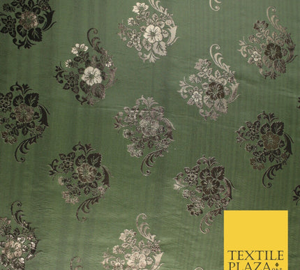3 COLOURS - Antique Gold Floral Textured Metallic Fancy Brocade Jacquard Fabric