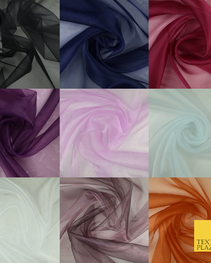 9 COLOURS - Premium Crystal Organza Bridal Wedding Dance Dress Veil Fabric 58"