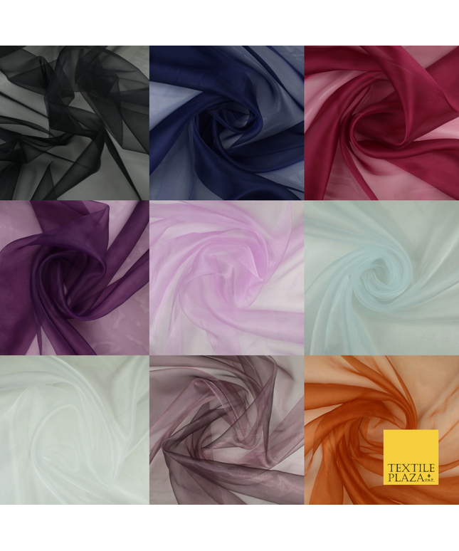 9 COLOURS - Premium Crystal Organza Bridal Wedding Dance Dress Veil Fabric 58"