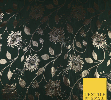 3 COLOURS - Antique Gold Floral Vine Metallic Fancy Brocade Jacquard Fabric