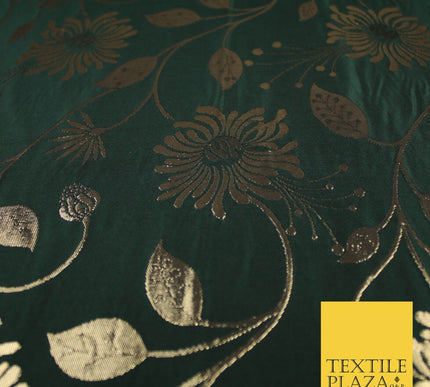 3 COLOURS - Antique Gold Floral Vine Metallic Fancy Brocade Jacquard Fabric