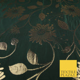 3 COLOURS - Antique Gold Floral Vine Metallic Fancy Brocade Jacquard Fabric