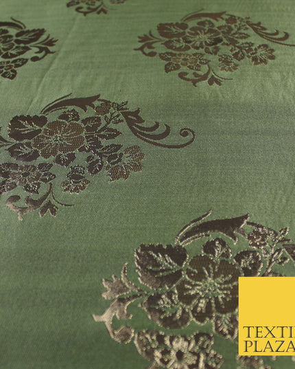 3 COLOURS - Antique Gold Floral Textured Metallic Fancy Brocade Jacquard Fabric
