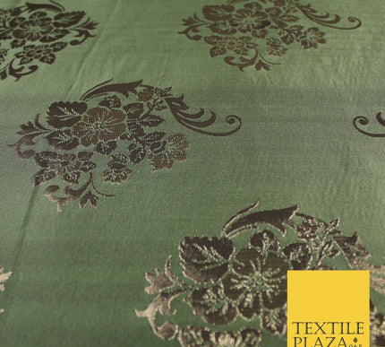 3 COLOURS - Antique Gold Floral Textured Metallic Fancy Brocade Jacquard Fabric