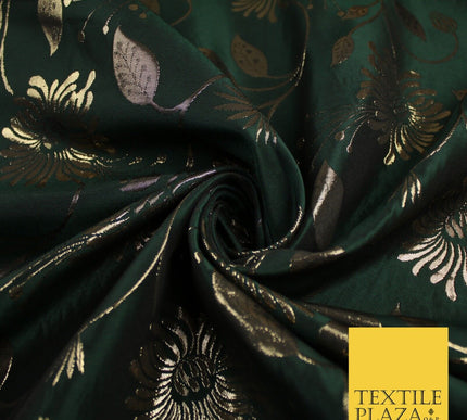 3 COLOURS - Antique Gold Floral Vine Metallic Fancy Brocade Jacquard Fabric