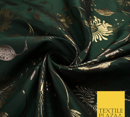 3 COLOURS - Antique Gold Floral Vine Metallic Fancy Brocade Jacquard Fabric