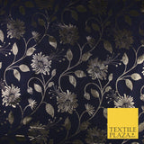 3 COLOURS - Antique Gold Floral Vine Metallic Fancy Brocade Jacquard Fabric