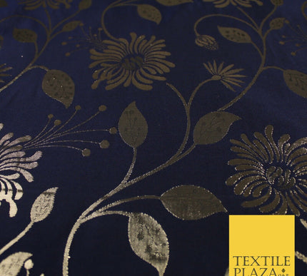 3 COLOURS - Antique Gold Floral Vine Metallic Fancy Brocade Jacquard Fabric