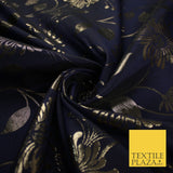 3 COLOURS - Antique Gold Floral Vine Metallic Fancy Brocade Jacquard Fabric