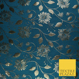 3 COLOURS - Antique Gold Floral Vine Metallic Fancy Brocade Jacquard Fabric