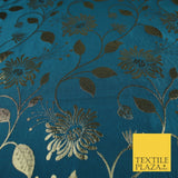 3 COLOURS - Antique Gold Floral Vine Metallic Fancy Brocade Jacquard Fabric