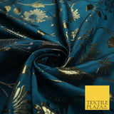 3 COLOURS - Antique Gold Floral Vine Metallic Fancy Brocade Jacquard Fabric