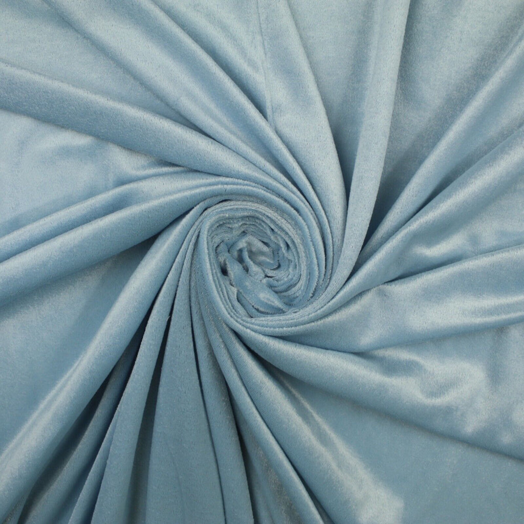 PALE BLUE Soft Velvet Velour Fabric Stretch Material 58" WIDE 9769