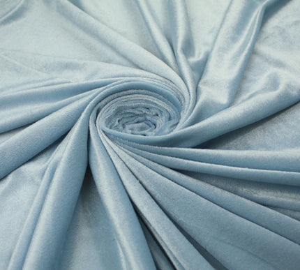PALE BLUE Soft Velvet Velour Fabric Stretch Material 58" WIDE 9769