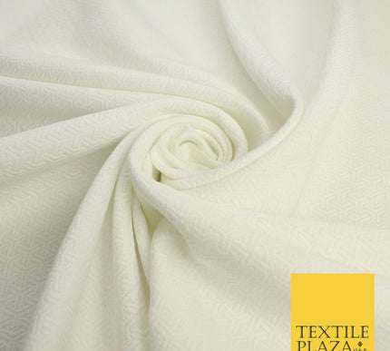 Off White Silver Jacquard Geometric Abstract Woven Jacquard Dress Fabric 9928