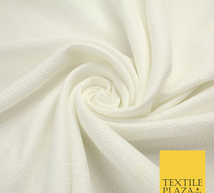 Off White Silver Jacquard Geometric Abstract Woven Jacquard Dress Fabric 9928