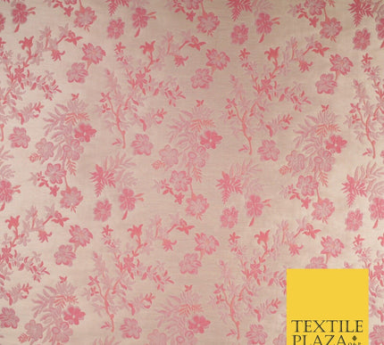 Nude Peach Coral Ditsy Floral Metallic Textured Brocade Dress Fabric 9959