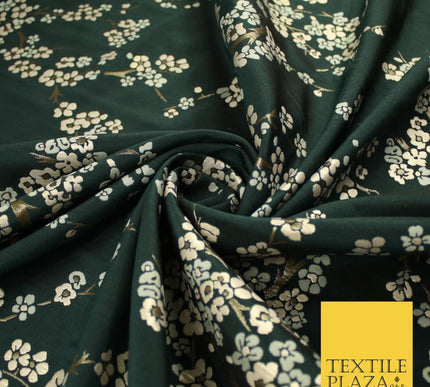 Bottle Green Sage Ditsy Floral Vine Metallic Textured Brocade Dress Fabric 9957