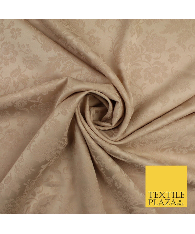 Nude Peach Self Jacquard Floral Vine Textured Brocade Dress Fabric 9925