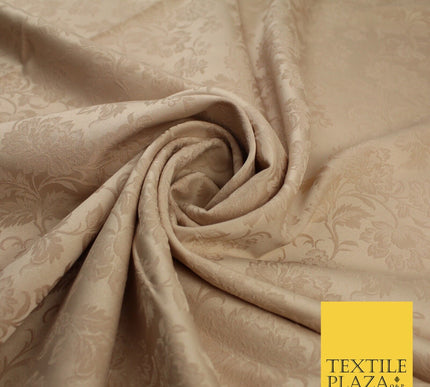 Nude Peach Self Jacquard Floral Vine Textured Brocade Dress Fabric 9925