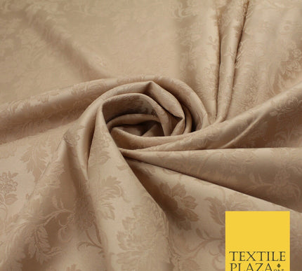 Nude Peach Self Jacquard Floral Vine Textured Brocade Dress Fabric 9925