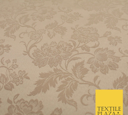Nude Peach Self Jacquard Floral Vine Textured Brocade Dress Fabric 9925