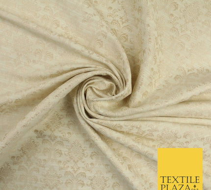 Gold Self Jacquard Ornamental Damask Metallic Textured Brocade Dress Fabric 9921