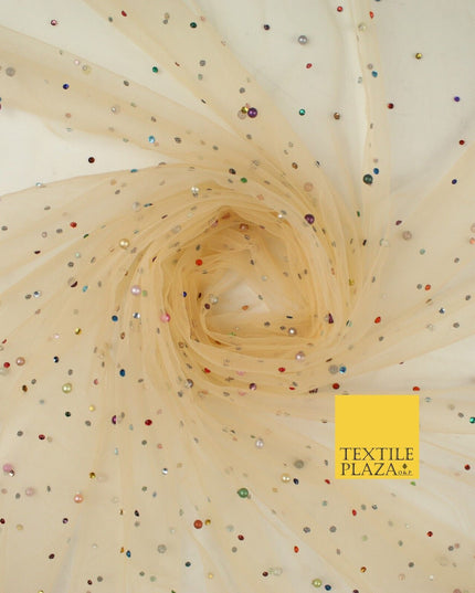 3 COLOURS Studded Multi-Colour Pearls & Stones Mesh Net Fabric Bridal Dress