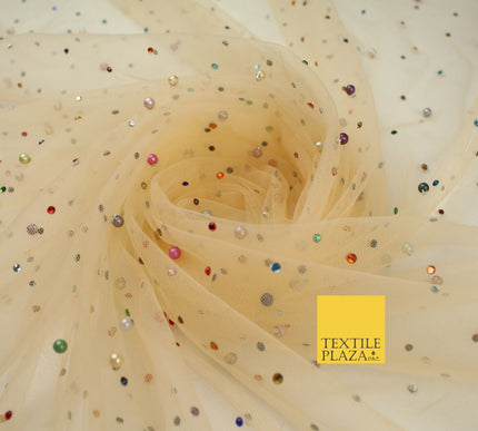 3 COLOURS Studded Multi-Colour Pearls & Stones Mesh Net Fabric Bridal Dress