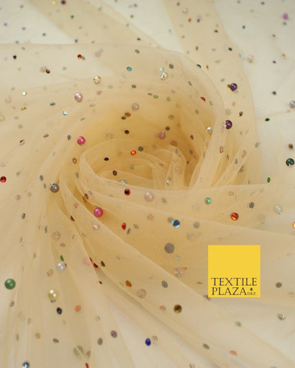 3 COLOURS Studded Multi-Colour Pearls & Stones Mesh Net Fabric Bridal Dress