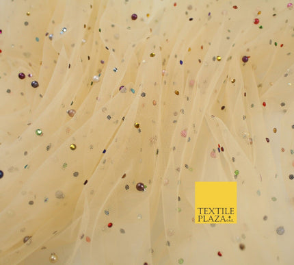 3 COLOURS Studded Multi-Colour Pearls & Stones Mesh Net Fabric Bridal Dress