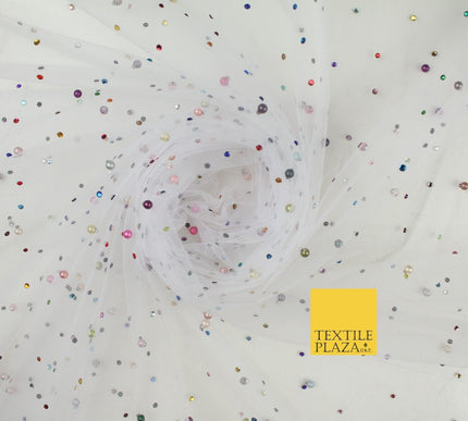 3 COLOURS Studded Multi-Colour Pearls & Stones Mesh Net Fabric Bridal Dress